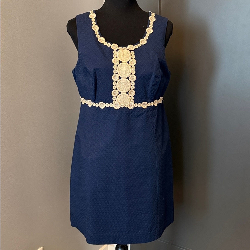 Lilly Pulitzer Navy Blue Dress with Cream Accents